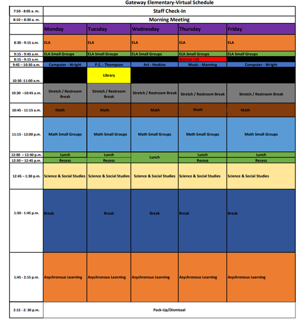 Ms. Farmer's First Grade Class Schedule